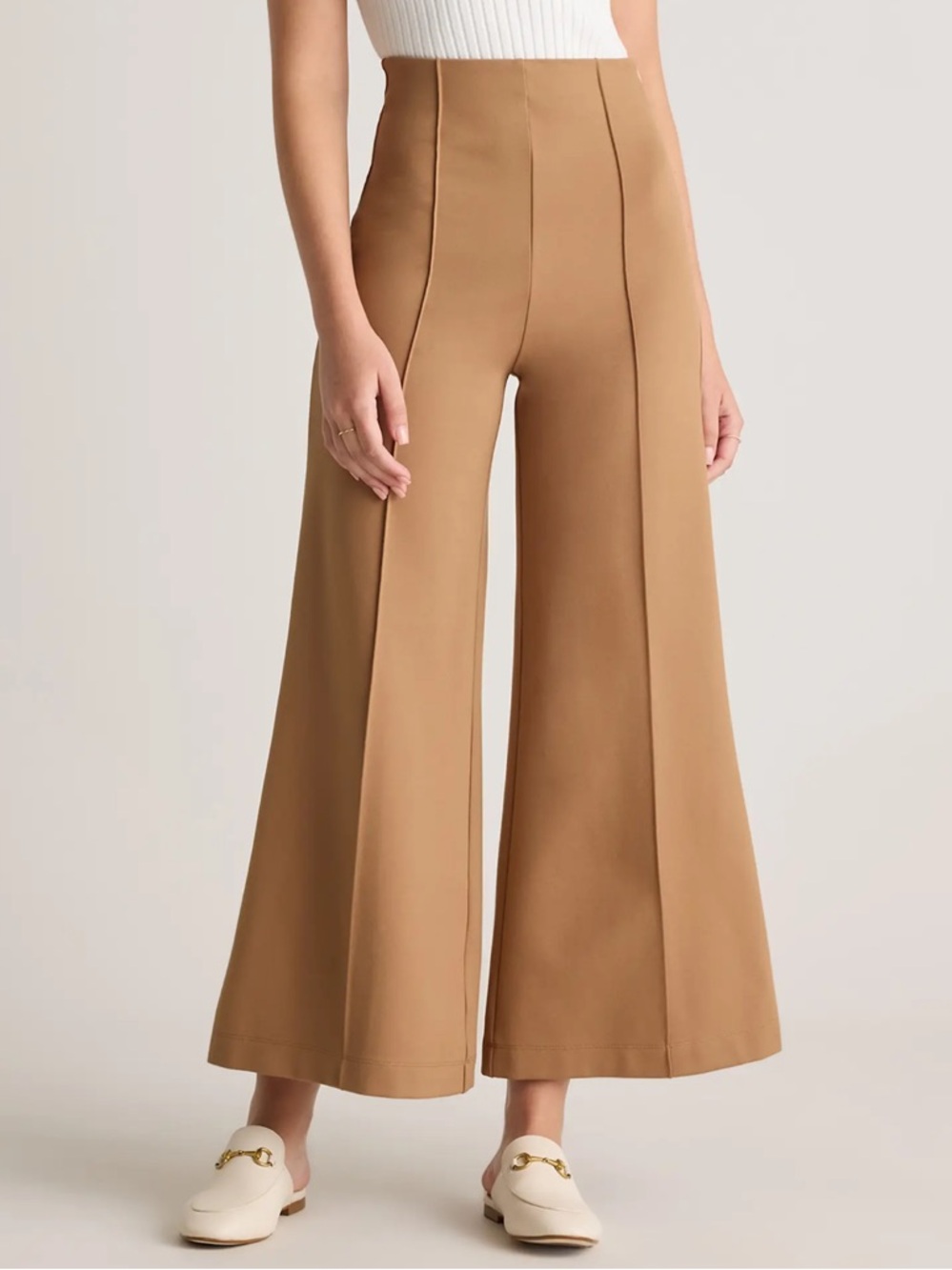 NWT Quince Ultra-Stretch Ponte Super Wide Leg Ankle Pants size s 27.5 inseam
